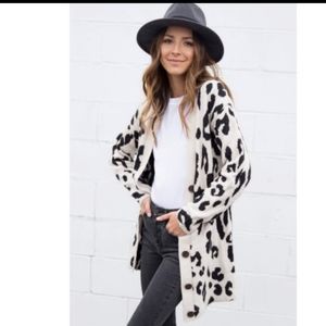 Something Navy Leopard Cardigan Nordstrom XXS